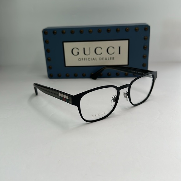 Gucci GG1118O 003 Eyeglasses Men's Black/Grey Full Rim Square Shape 52-20-145 - Picture 3 of 15